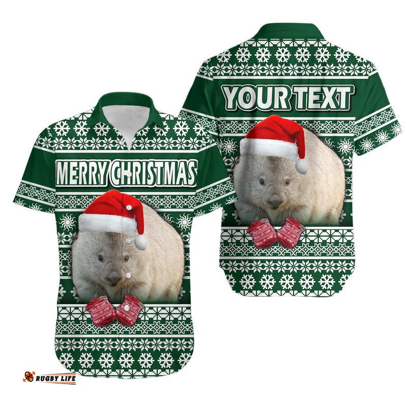 Custom Personalised Australian Wombat Christmas Vibe With Aboriginal Dot Painting Style Hawaiian Shirt