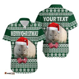 Custom Personalised Australian Wombat Christmas Vibe With Aboriginal Dot Painting Style Hawaiian Shirt