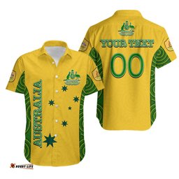 Custom Personalised And Number Australia Soccer Hawaiian Shirt Aboriginal Dot Patterns