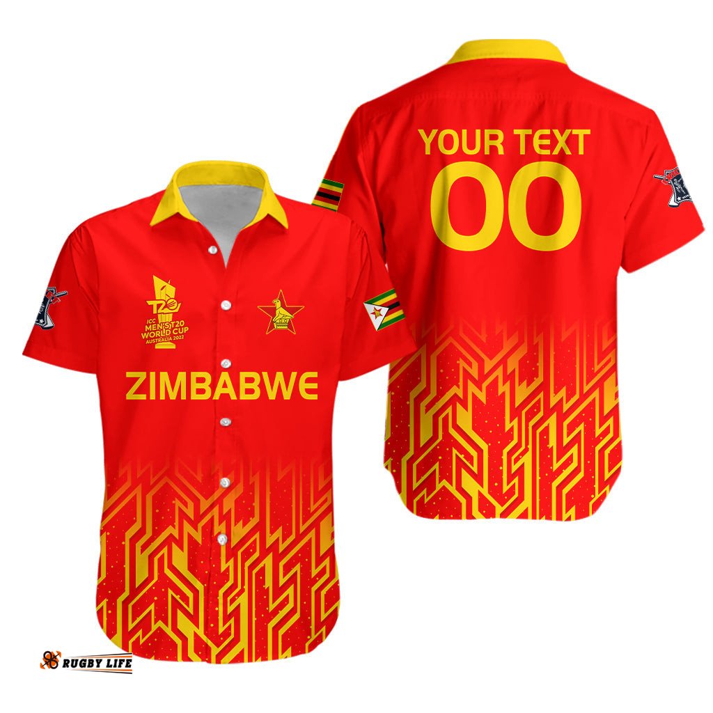 Custom Personalised Zimbabwe Cricket The Chevrons T20 World Cup Men's Hawaiian Shirt