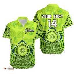 Custom Text And Number Thunder Cricket Hawaiian Shirt Sydney Indigenous Artsy