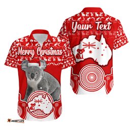Custom Personalised Australian Koala Christmas Vibe With Aboriginal Dot Painting Style No2 Hawaiian Shirt