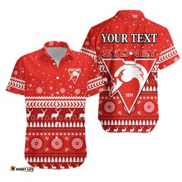Custom Personalised Swans Football Hawaiian Shirt Christmas Sydney