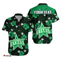 Custom Personalised Melbourne Stars Hawaiian Shirt Cricket Australia Tropical Flowers Impressive