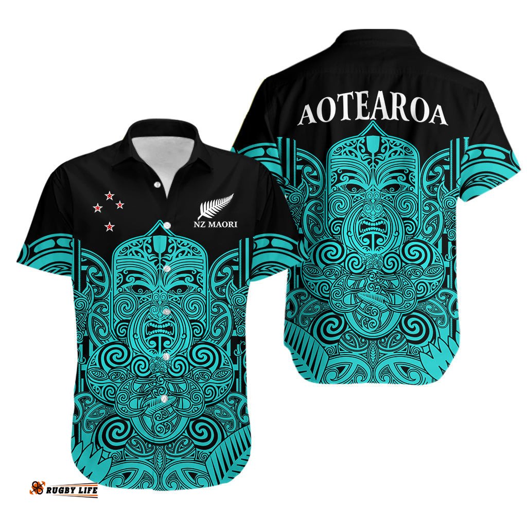 New Zealand Tiki Rugby Hawaiian Shirt NZ Maori Koru Pattern Ver.02