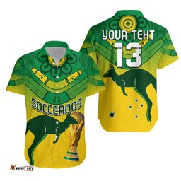 Custom Text and Number Australia Soccer Hawaiian Shirt World Cup Socceroos We Are Champions