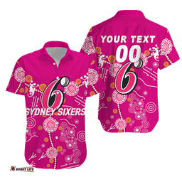 Custom Personalised Sydney Sixers Aboriginal Art Cricket Hawaiian Shirt