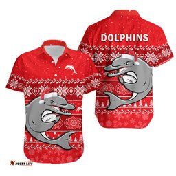 Dolphins Rugby Hawaiian Shirt Indigenous Merry Christmas