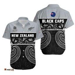 New Zealand Cricket Hawaiian Shirt Black Cap Mens T20 World Cup