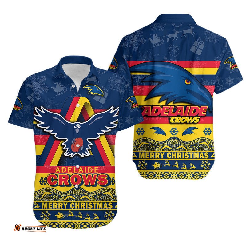 Adelaide Crows Unique Winter Season Hawaiian Shirt Adelaide Merry Christmas