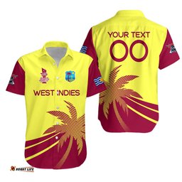 Custom Personalised West Indies Cricket Men in Maroon T20 World Cup Men's Hawaiian Shirt