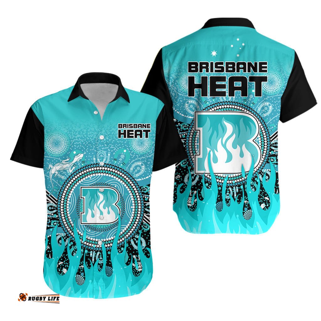 Brisbane Heat Hawaiian Shirt Aboriginal Dot Fire Australia Cricket