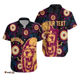 Brisbane Aboriginal Hawaiian Shirt Roaring Lions