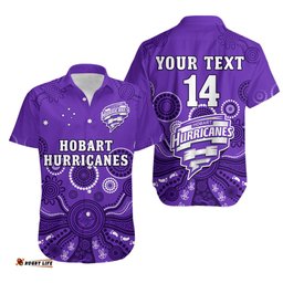 Custom Text And Number Hobart Hurricanes Cricket Hawaiian Shirt Indigenous Artsy