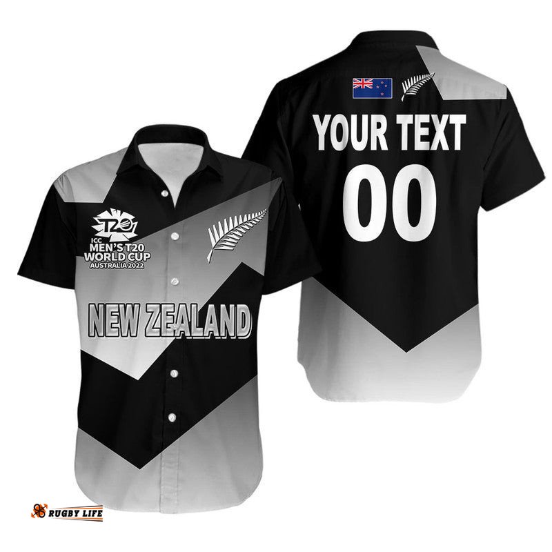 Custom Personalised And Number New Zealand Cricket Men's T20 WC Hawaiian Shirt