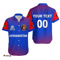 Custom Personalised And Number Afghanistan Cricket Men's T20 World Cup Hawaiian Shirt