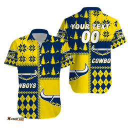 Custom Personalised Cowboys Rugby Christmas Style Hawaiian Shirt