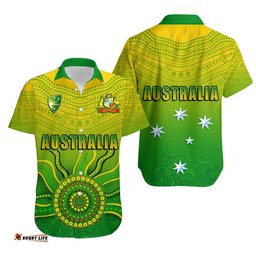 Cricket Australia Indigenous Aboriginal Hawaiian Shirt Boomerang Dot Painting Style
