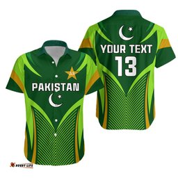 Custom Text and Number Pakistan Cricket Hawaiian Shirt Green Shaheens Champion
