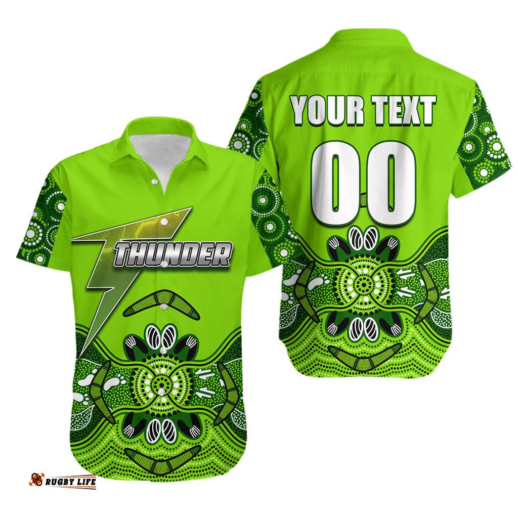 Custom Personalised And Number Sydney Thunder Cricket Aboriginal Vibe Hawaiian Shirt