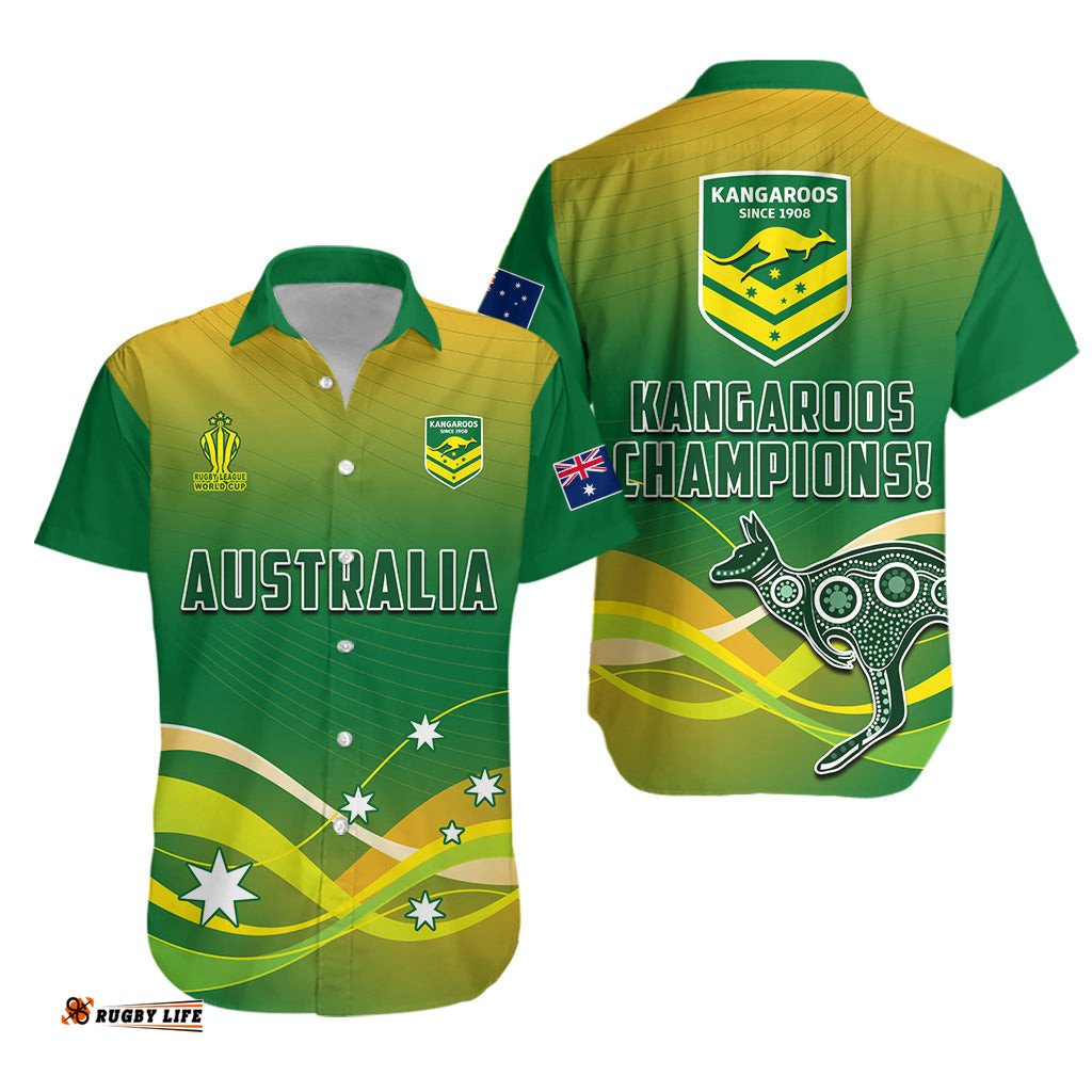 Australia Rugby Hawaiian Shirt Champions RLWC Kangaroos World Cup Rugby