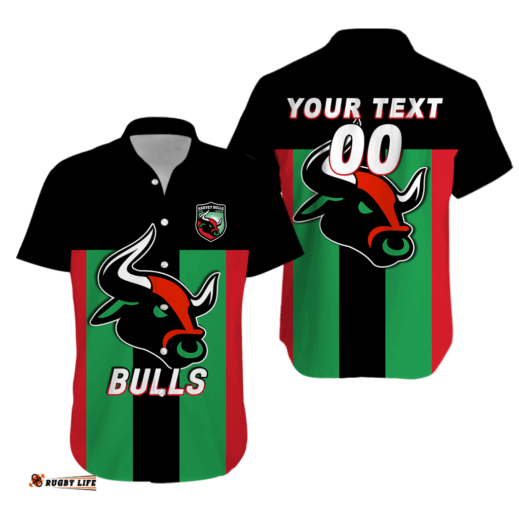 Custom Personalised Harvey Bulls Football Hawaiian Shirt