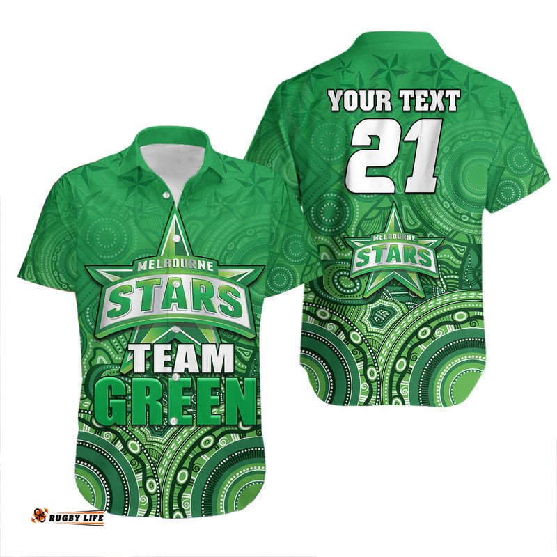Custom Personalised Melbourne Team Green Indigenous Aboriginal Stars Arts Hawaiian Shirt