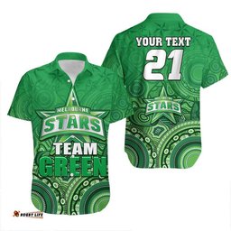 Custom Personalised Melbourne Team Green Indigenous Aboriginal Stars Arts Hawaiian Shirt