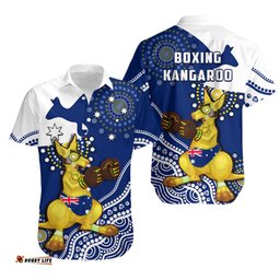 Australia Hawaiian Shirt Boxing Kangaroo Indigenous Flag Color Art