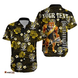 Custom Personalised Tigers Football Hawaiian Shirt Richmond Premiers Tropical Flowers Impressive