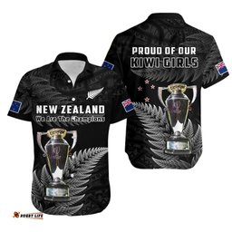 New Zealand Rugby Hawaiian Shirt Black Fern Proud Champions RWC