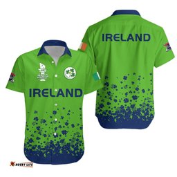 Ireland Cricket Clover Flower T20 World Cup Men's Hawaiian Shirt