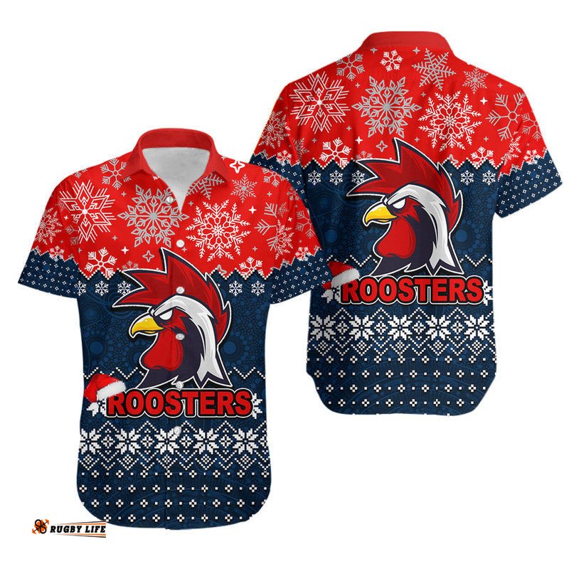 Roosters Rugby Hawaiian Shirt Christmas