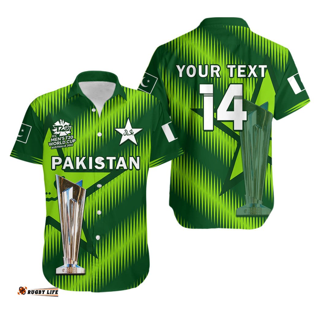 Custom Text And Number Pakistan Cricket Hawaiian Shirt Champions Mens T20 WC