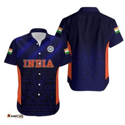 India National Cricket Team Hawaiian Shirt Men In Blue Sports Style