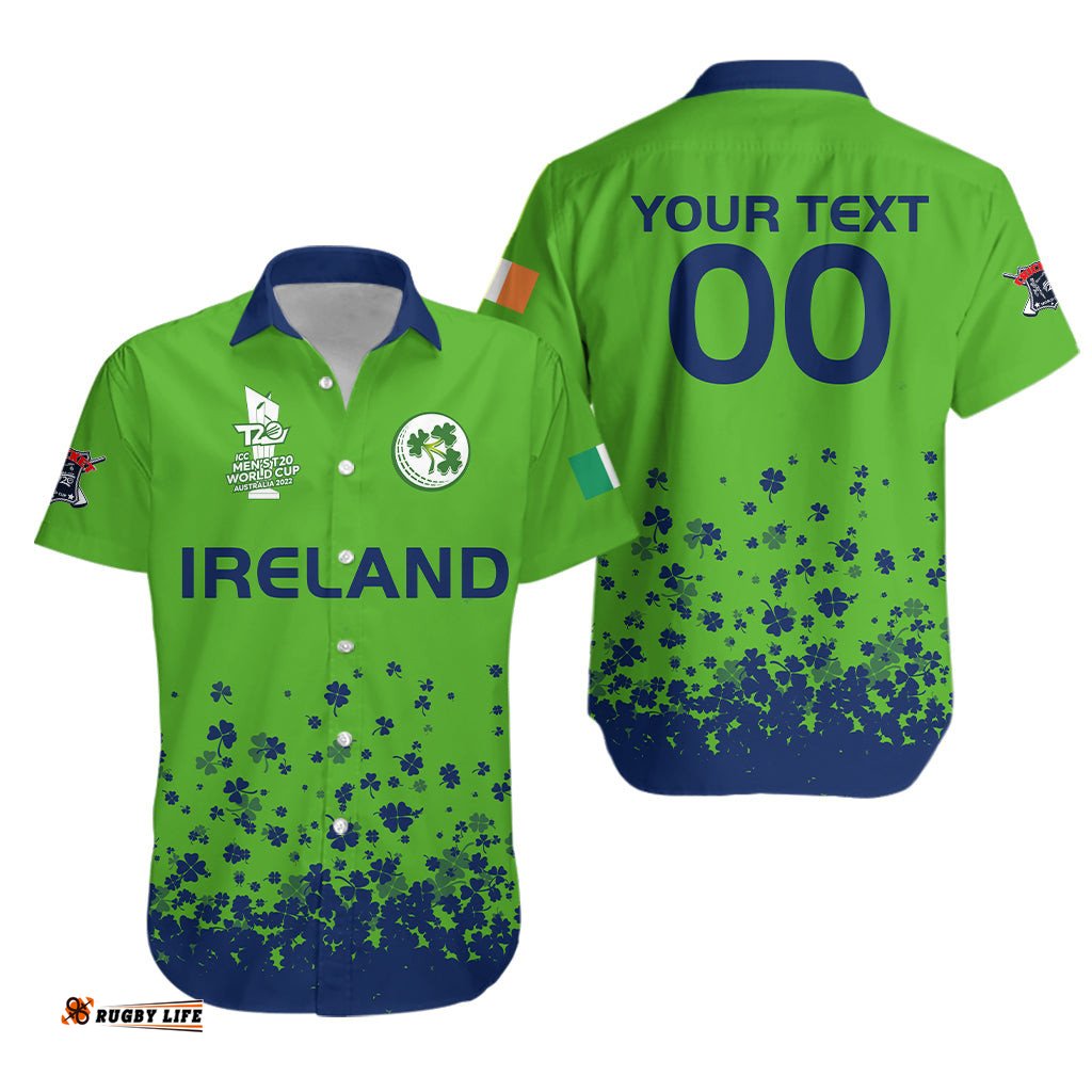 Custom Personalised Cricket Clover Flower T20 World Cup Men's Hawaiian Shirt