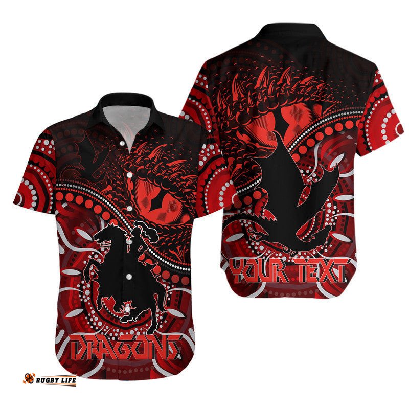 Custom Personalised St. George Illawarra Dragons Hawaiian Shirt Dragons Aboriginal Dreamtime Style