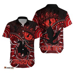 Custom Personalised St. George Illawarra Dragons Hawaiian Shirt Dragons Aboriginal Dreamtime Style