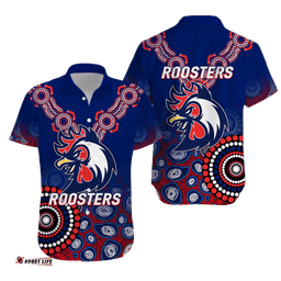 Roosters Rugby Aboriginal Art Hawaiian Shirt