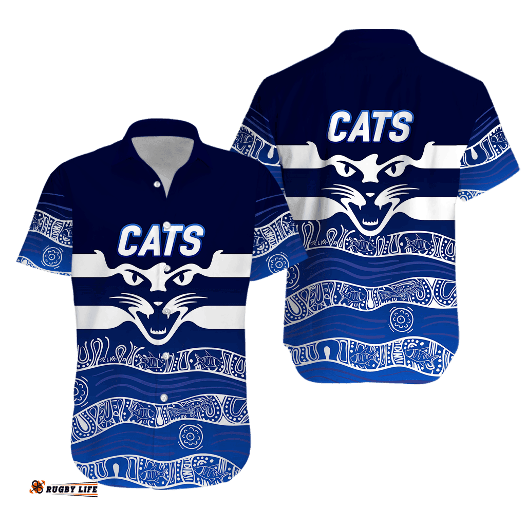 Cats Aboriginal Art Football Geelong Hawaiian Shirt