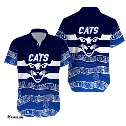 Cats Aboriginal Art Football Geelong Hawaiian Shirt