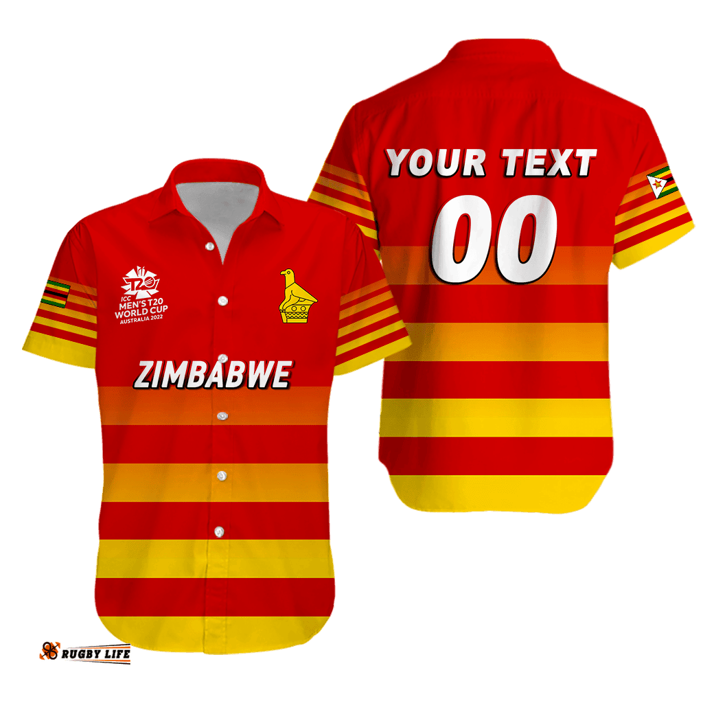 Custom Personalised Zimbabwe Cricket Men's T20 World Cup Pride Hawaiian Shirt