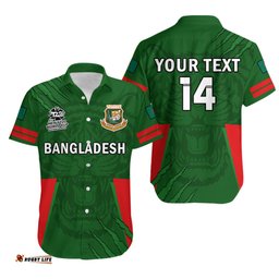 Custom Text And Number Bangladesh Cricket Hawaiian Shirt Tigers Mens T20 World Cup