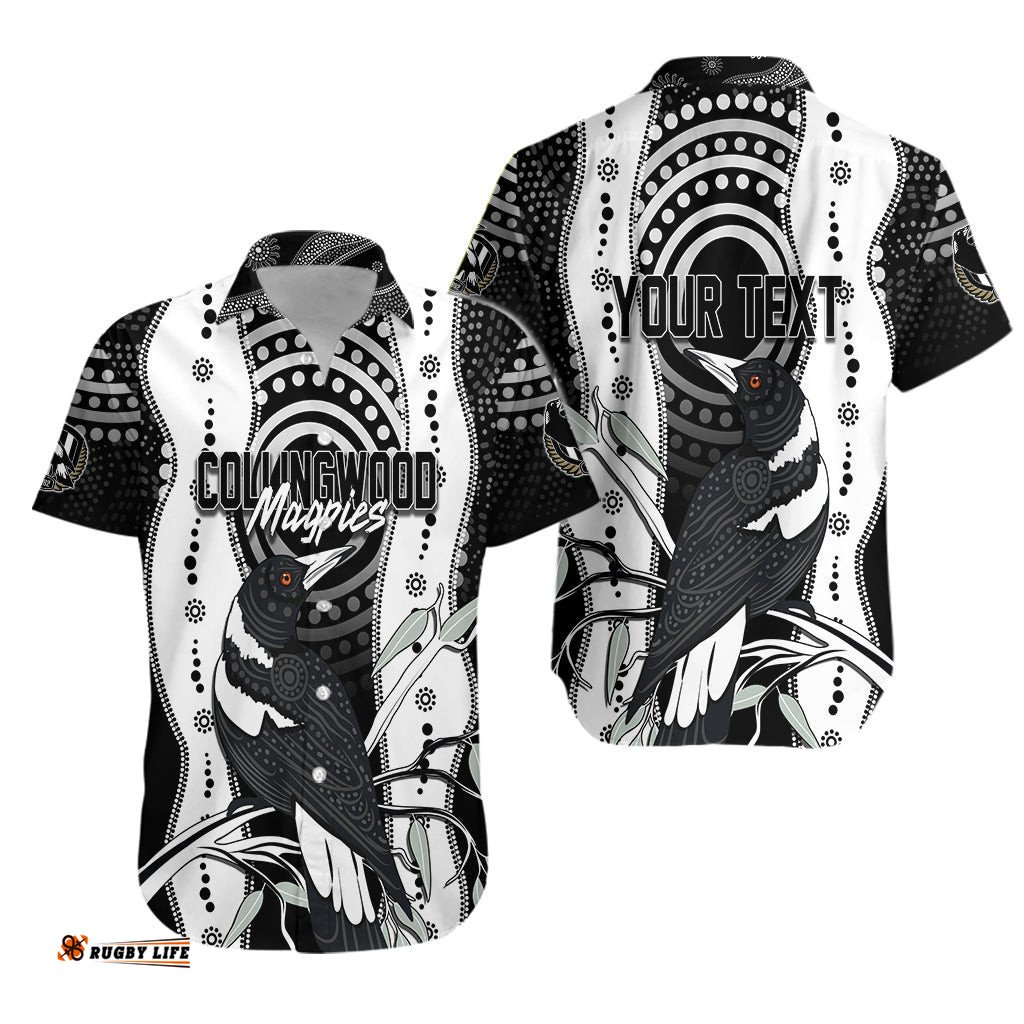 Personalised Collingwood Magpies Aboriginal Hawaiian Shirt Artsy Vibes