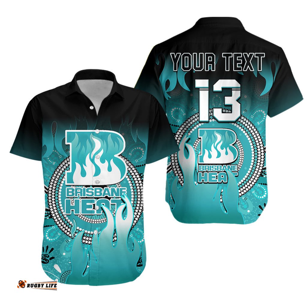 Custom Text and Number Brisbane Heat Hawaiian Shirt Aboriginal Sunshine