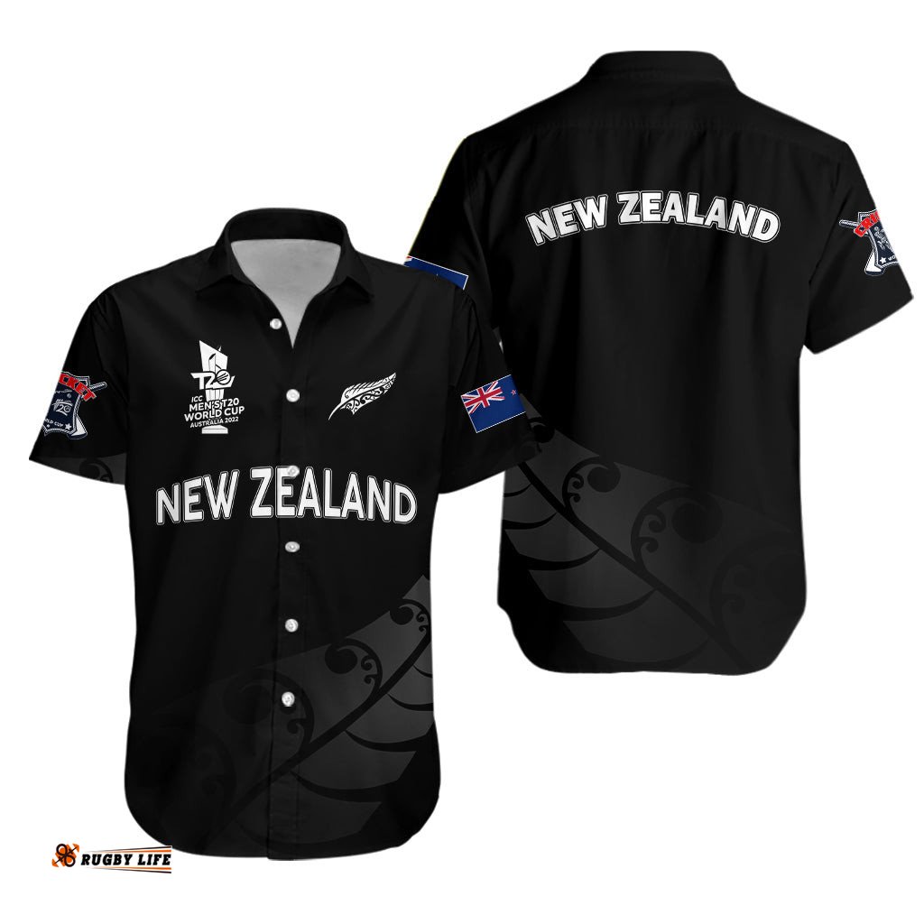 New Zealand Cricket T20 World Cup Men's Fern Maori Hawaiian Shirt