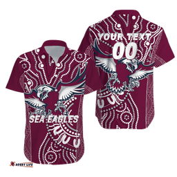 Custom Personalised Sea Eagles Rugby Aboriginal Art Hawaiian Shirt