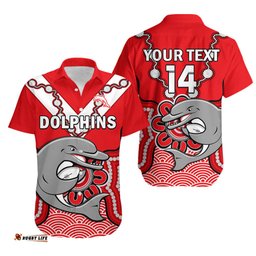 Custom Text And Number Dolphins Rugby Hawaiian Shirt Indigenous Black Artsy