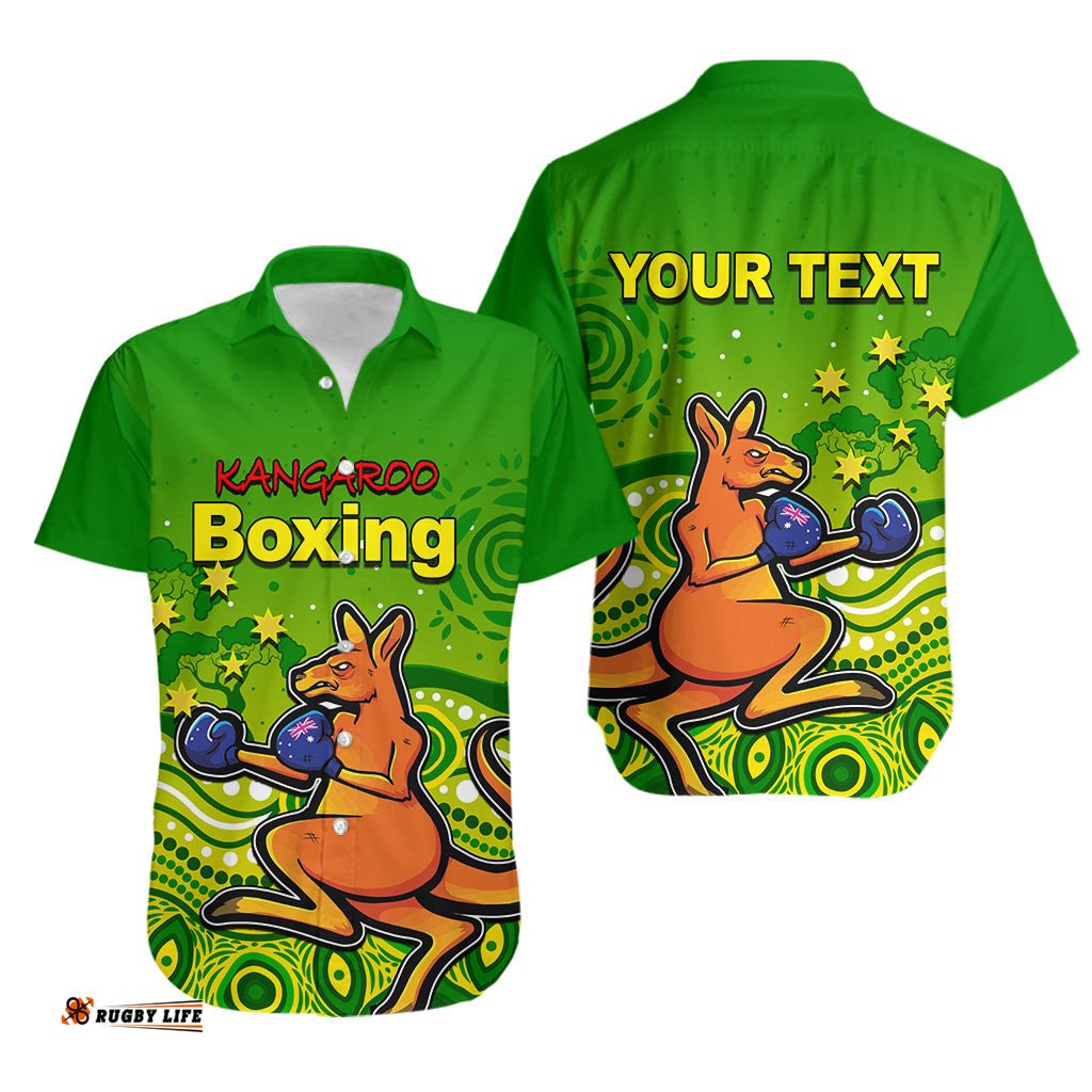 Custom Personalised Kangaroo Boxing Hawaiian Shirt Aboriginal