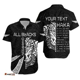 Custom Personalised New Zealand Rugby Hawaiian Shirt Haka All Black mix Ta Moko